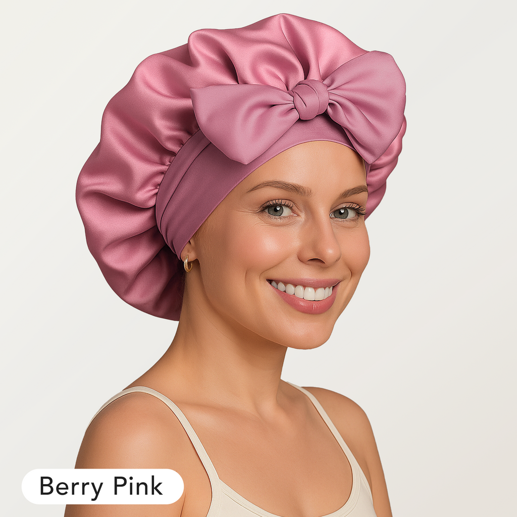 Silk Luxe Sleep Bonnet – Elegant Double Elastic Night Cap for Hair Care & Frizz-Free Mornings