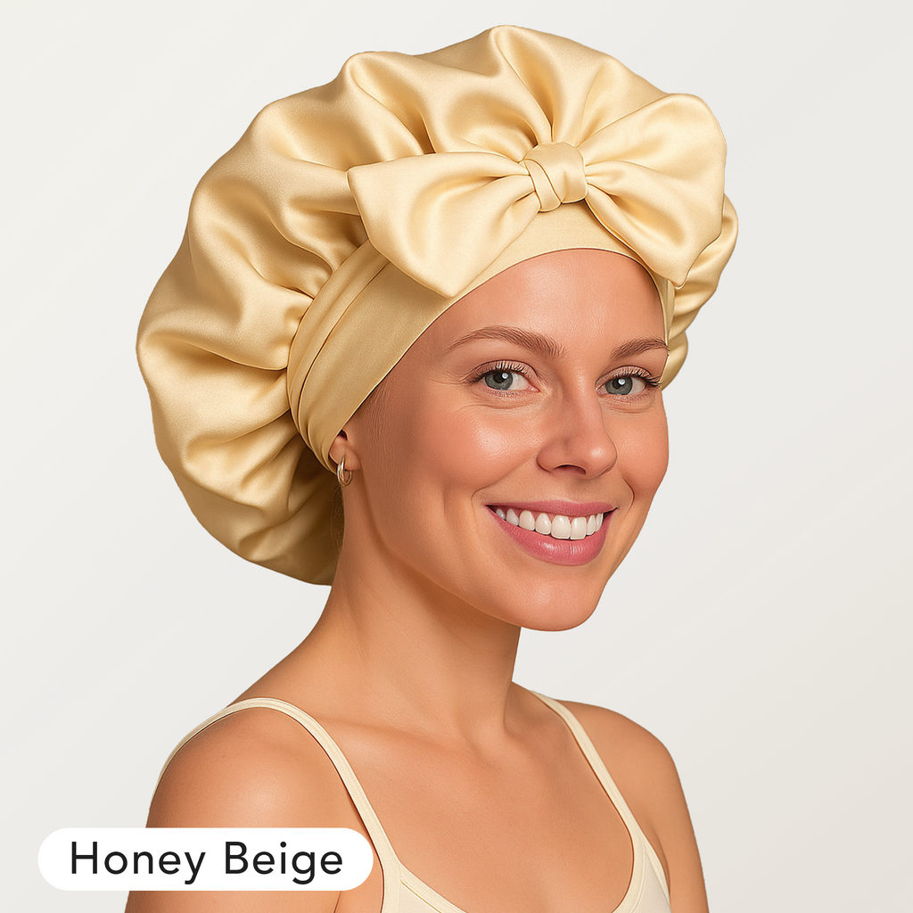 Silk Luxe Sleep Bonnet – Elegant Double Elastic Night Cap for Hair Care & Frizz-Free Mornings