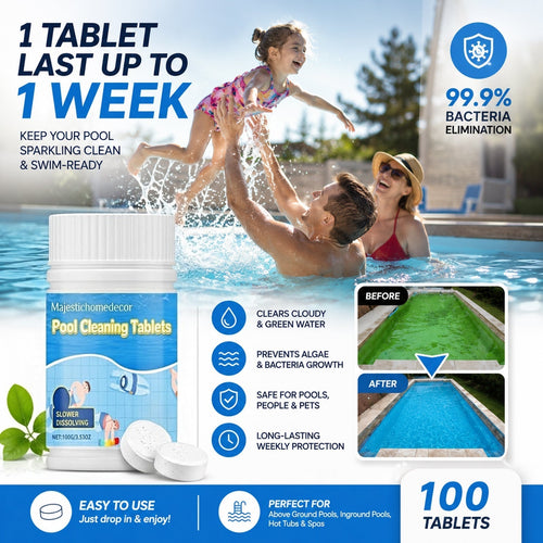🏊 All-in-One Pool Cleaning Tablets — Crystal-Clear Water, Just Drop & Go