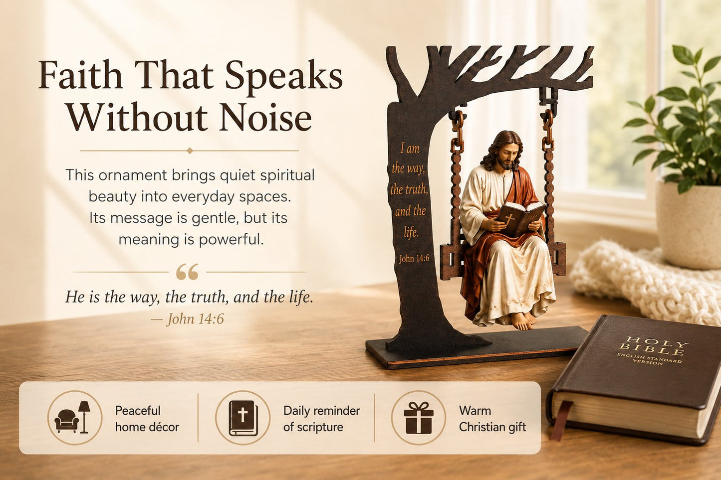 🎁 Buy 2 Get 1 Free – Christian Jesus Swing Table Decor