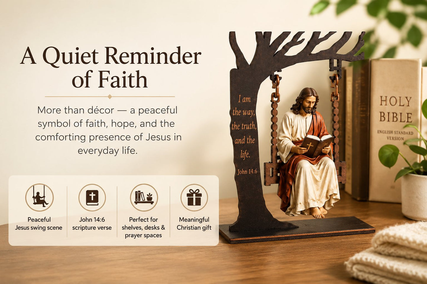 🎁 Buy 2 Get 1 Free – Christian Jesus Swing Table Decor