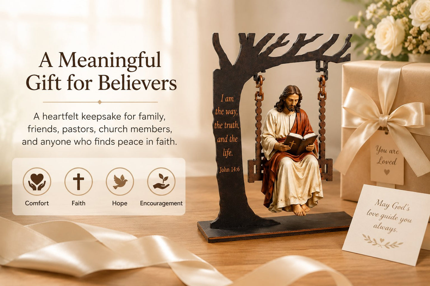 🎁 Buy 2 Get 1 Free – Christian Jesus Swing Table Decor