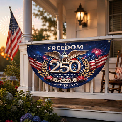 Freedom Family Name 250th Birthday - America Freedom With Eagle - Non-Pleated Fan Flag