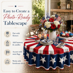 Patriotic Starburst Round Tablecloth 🇺🇸 July 4th Independence Day Decor & Outdoor Picnic Cover ✨