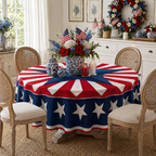 Patriotic Starburst Round Tablecloth 🇺🇸 July 4th Independence Day Decor & Outdoor Picnic Cover ✨