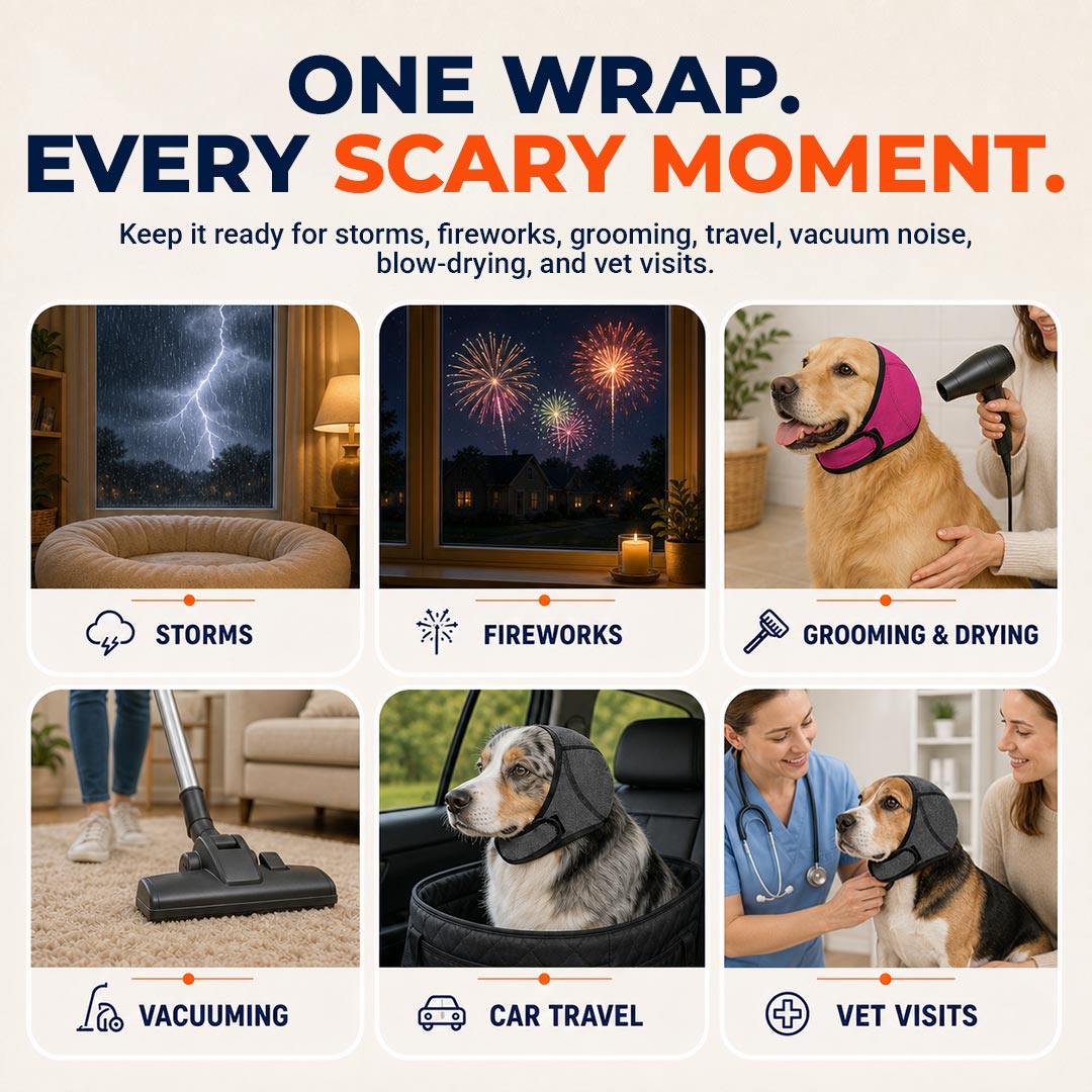 Sound-Dampening Dog Ear Wrap for Fireworks & Storm Anxiety 🐶