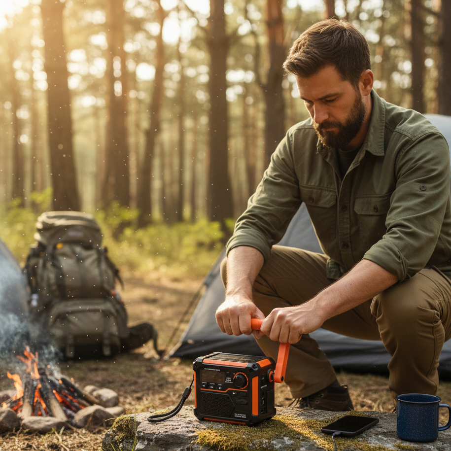 5-in-1 Emergency Survival Radio: Solar & Hand-Crank Weather Alert Radio with LED Flashlight & Power Bank 🔦☀️📻