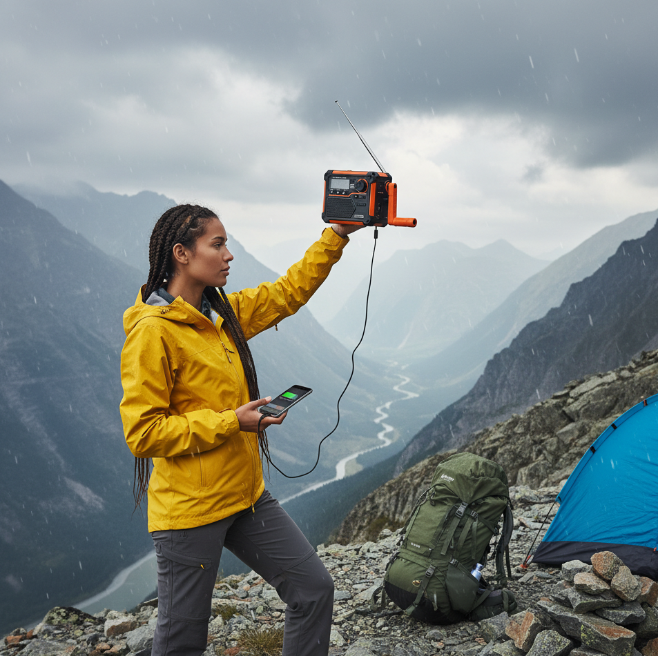 5-in-1 Emergency Survival Radio: Solar & Hand-Crank Weather Alert Radio with LED Flashlight & Power Bank 🔦☀️📻
