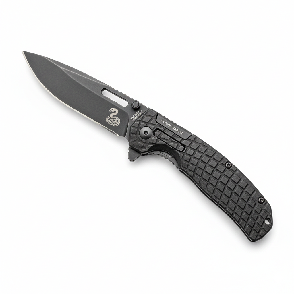 Python Series Tactical Folding Knife: High-Carbon Stainless Blade with CNC Nylon Fiber Grip 🔪🐍