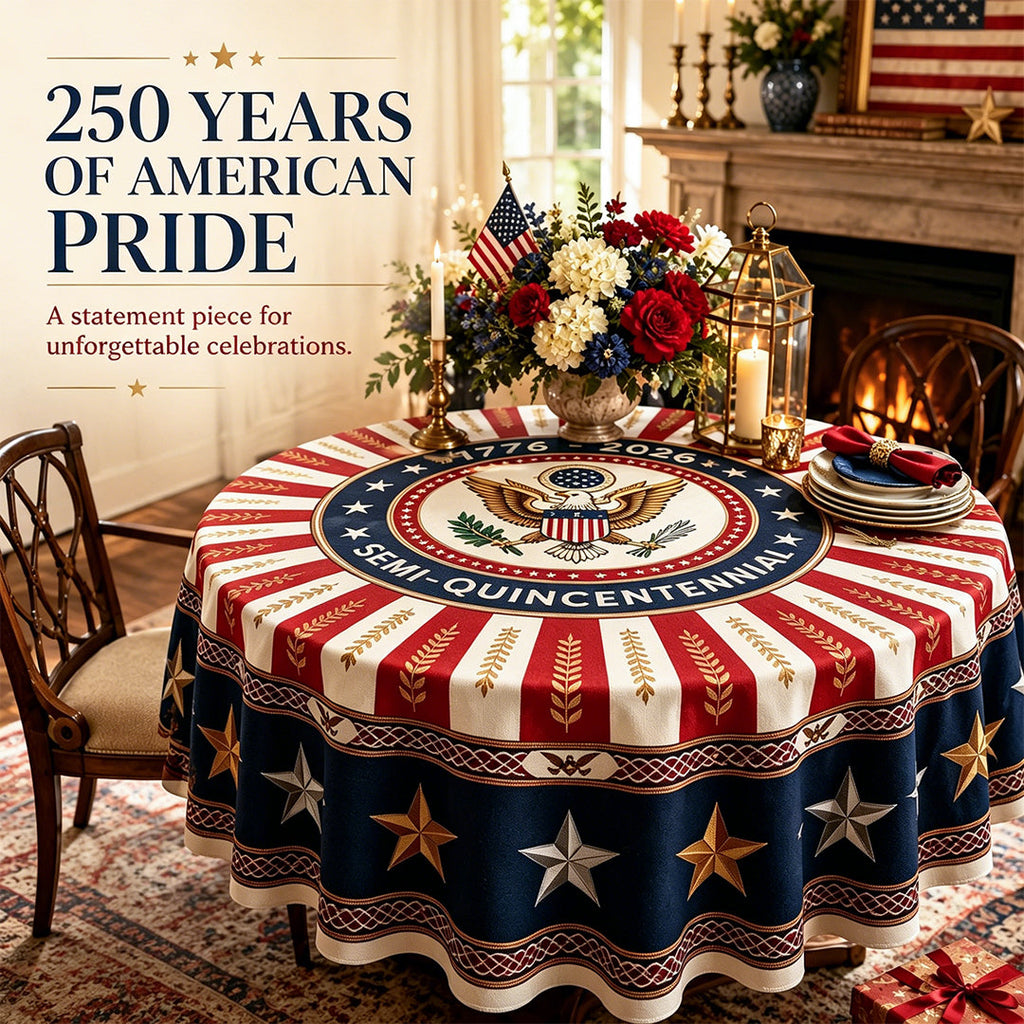 Patriotic Starburst Round Tablecloth 🇺🇸 July 4th Independence Day Decor & Outdoor Picnic Cover ✨