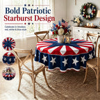 Patriotic Starburst Round Tablecloth 🇺🇸 July 4th Independence Day Decor & Outdoor Picnic Cover ✨