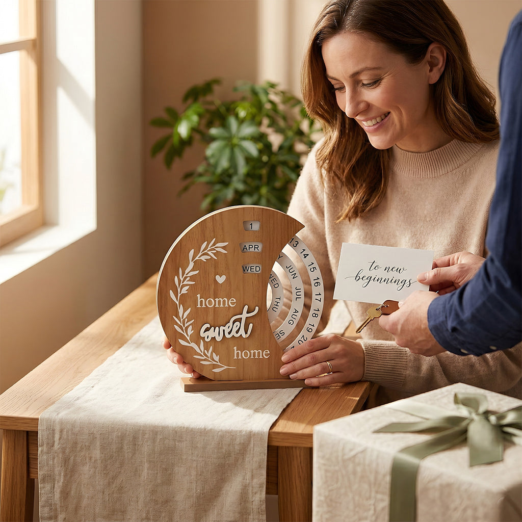 Wooden Perpetual  Desk Calendar