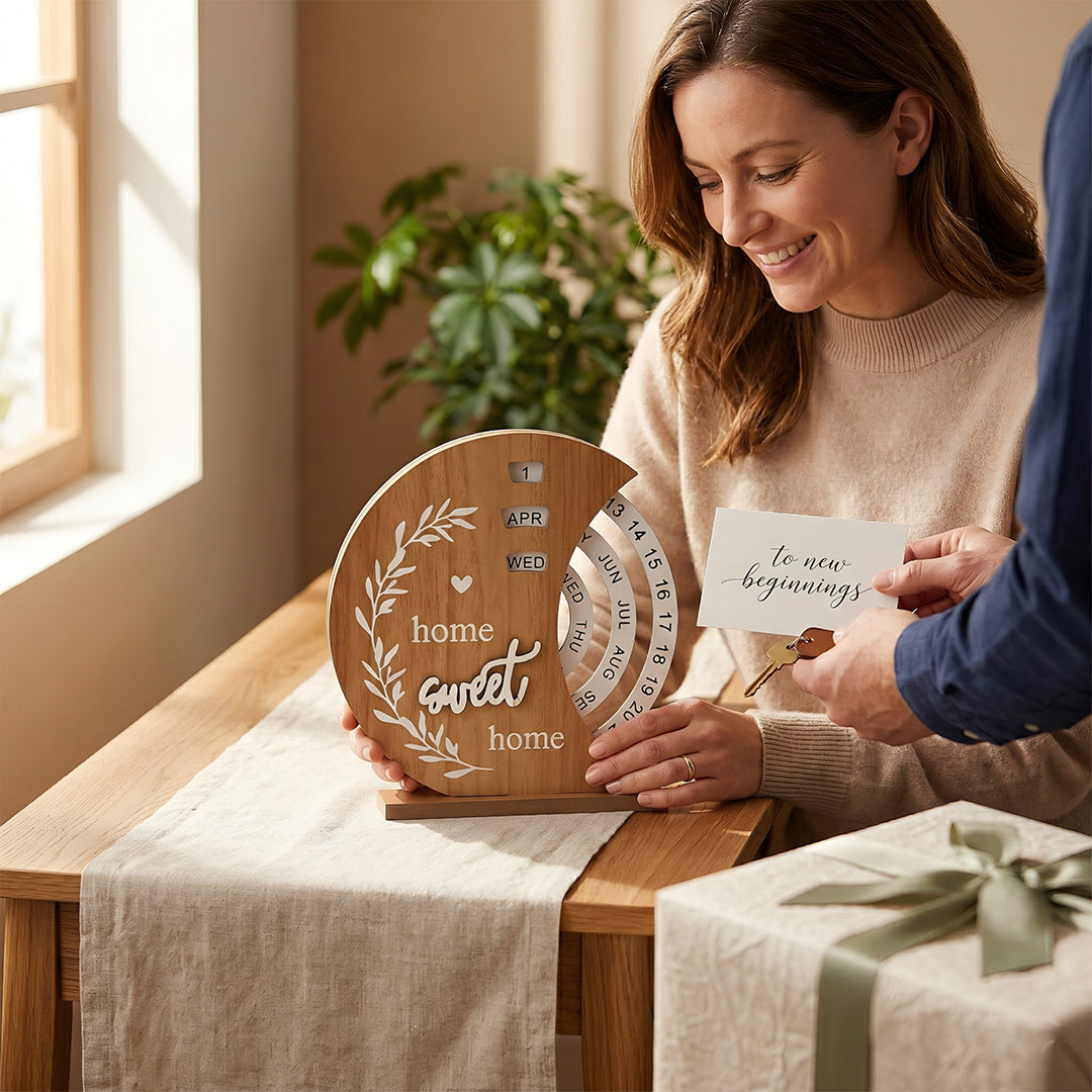 Wooden Perpetual  Desk Calendar