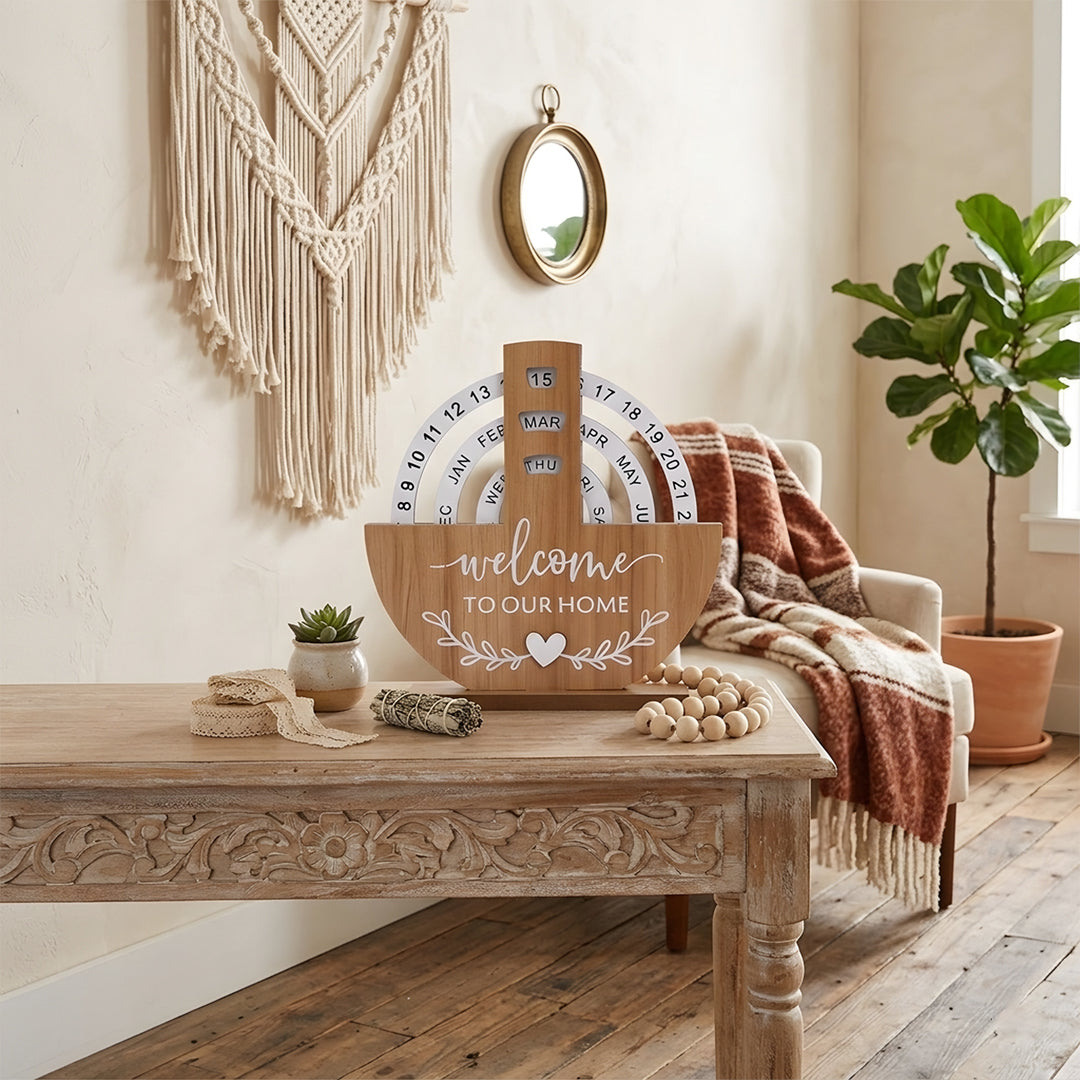 Wooden Perpetual  Desk Calendar