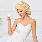 Silk Luxe Sleep Bonnet – Elegant Double Elastic Night Cap for Hair Care & Frizz-Free Mornings