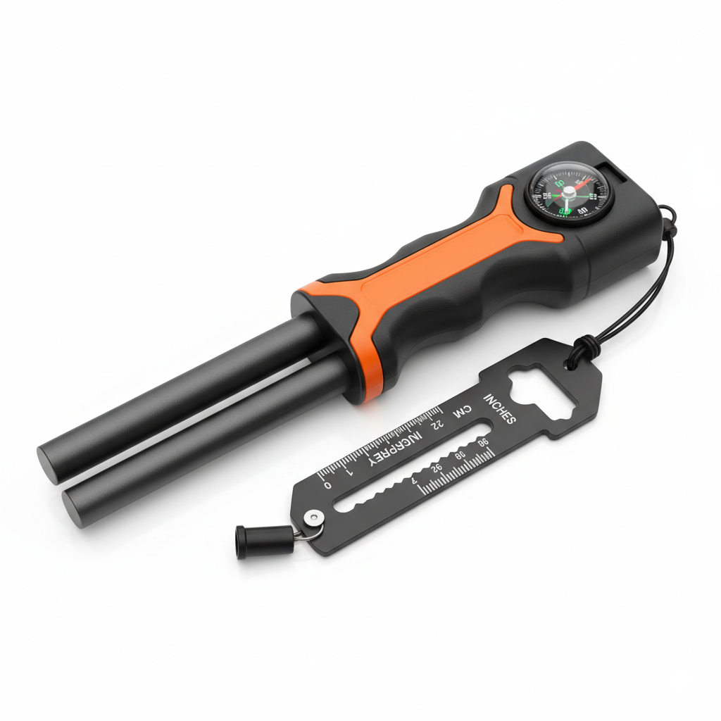 Ultimate Multi-Functional Survival Fire Starter: All-Weather Ferro Rod with Compass & Emergency Whistle 🔥🧭