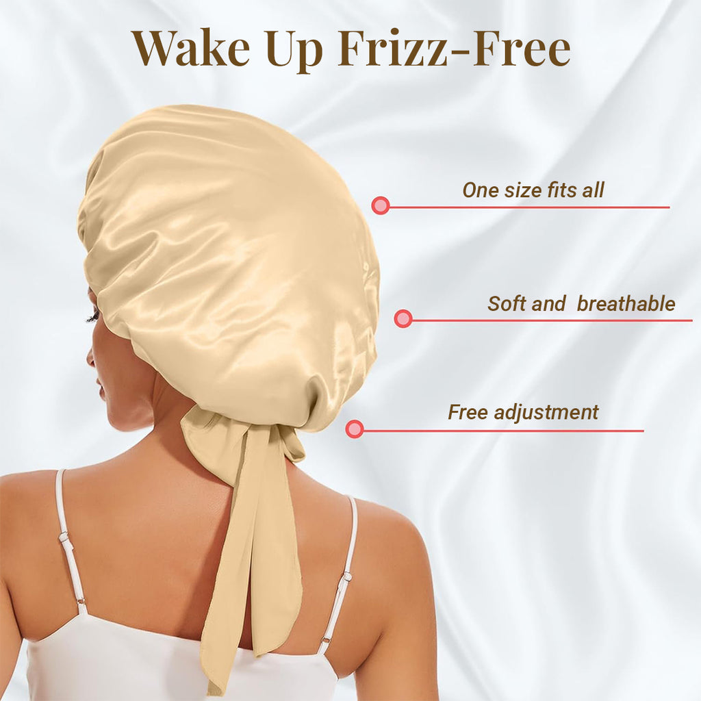 Silk Luxe Sleep Bonnet – Elegant Double Elastic Night Cap for Hair Care & Frizz-Free Mornings