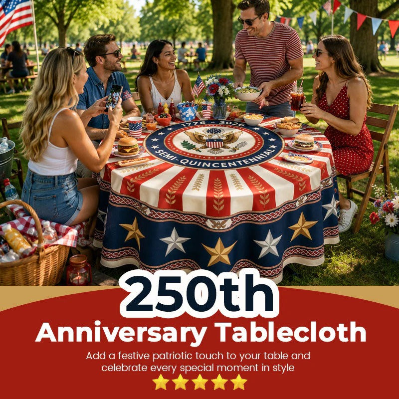Patriotic Starburst Round Tablecloth 🇺🇸 July 4th Independence Day Decor & Outdoor Picnic Cover ✨