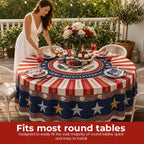 Patriotic Starburst Round Tablecloth 🇺🇸 July 4th Independence Day Decor & Outdoor Picnic Cover ✨