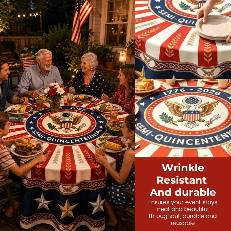 Patriotic Starburst Round Tablecloth 🇺🇸 July 4th Independence Day Decor & Outdoor Picnic Cover ✨