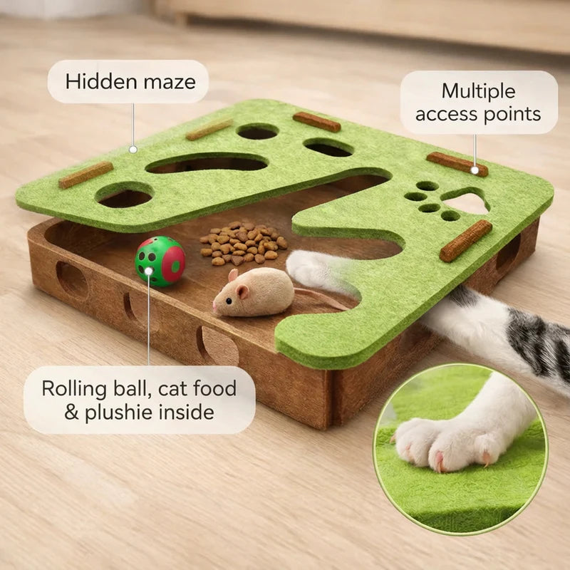 2026 Cat Scratch Puzzle Enrichment Box – Interactive Nail Filing & Scratch Toy for Indoor Cats, Stress‑Free Claw Care & Play